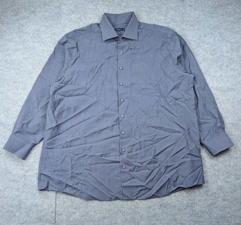 Proper Cloth Button Up Shirt Men XL Merino Wool Plaid Classic Career Blue Staple